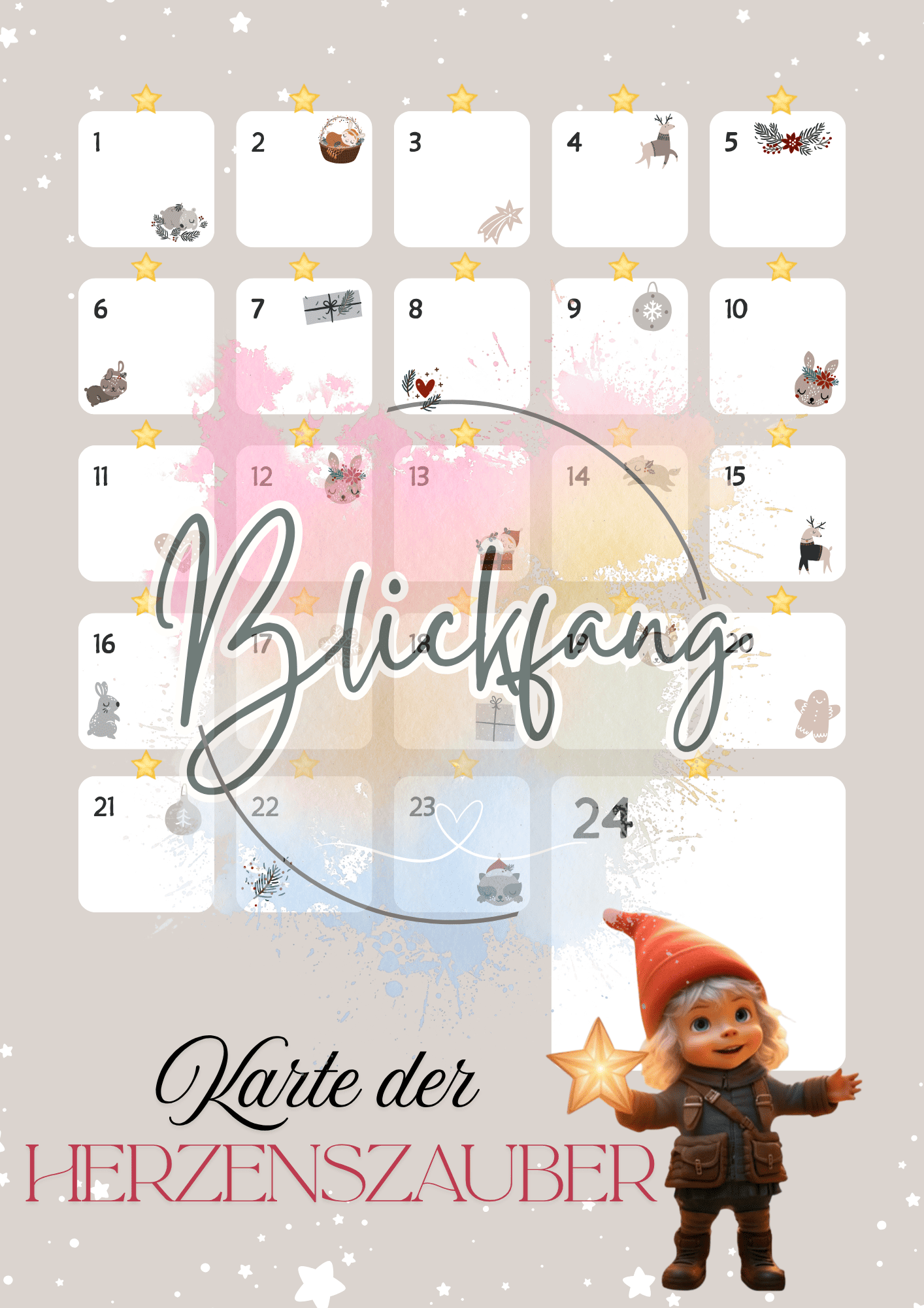 24 Herzenszauber mit deinem Wichtel – liebevolle Wichtelbriefe für Kinder | Adventskalender Ideen, Freundlichkeit und Magie in der Weihnachtszeit (3–10 Jahre) |  hochwertige Printausgabe
