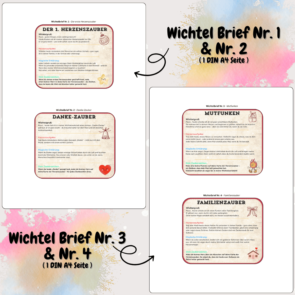 24 Herzenszauber mit deinem Wichtel – liebevolle Wichtelbriefe für Kinder | Adventskalender Ideen, Freundlichkeit und Magie in der Weihnachtszeit (3–10 Jahre) | als PDF zum Ausdrucken, Sofort-Download