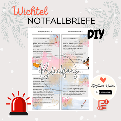Wichtel Notfallbriefe – liebevolle Soforthilfe für stressfreie Wichteltage | Mini-Briefe für den Wichtel | als PDF zum Ausdrucken, Sofort-Download