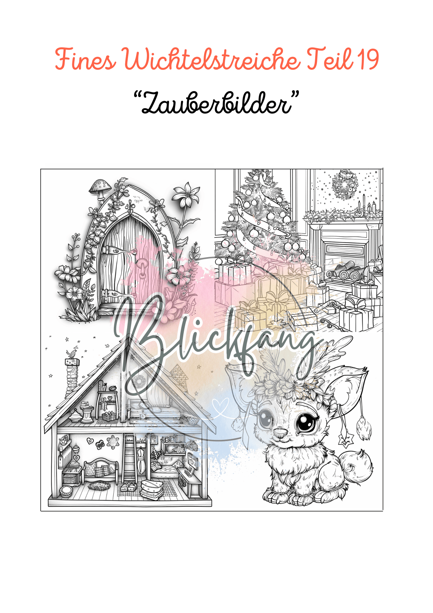 Fines Wichtelstreich Teil 19 „Zauberbilder“ – kostenlose Bastelvorlage für deine Wichteltür | als PDF zum Ausdrucken, Sofort-Download