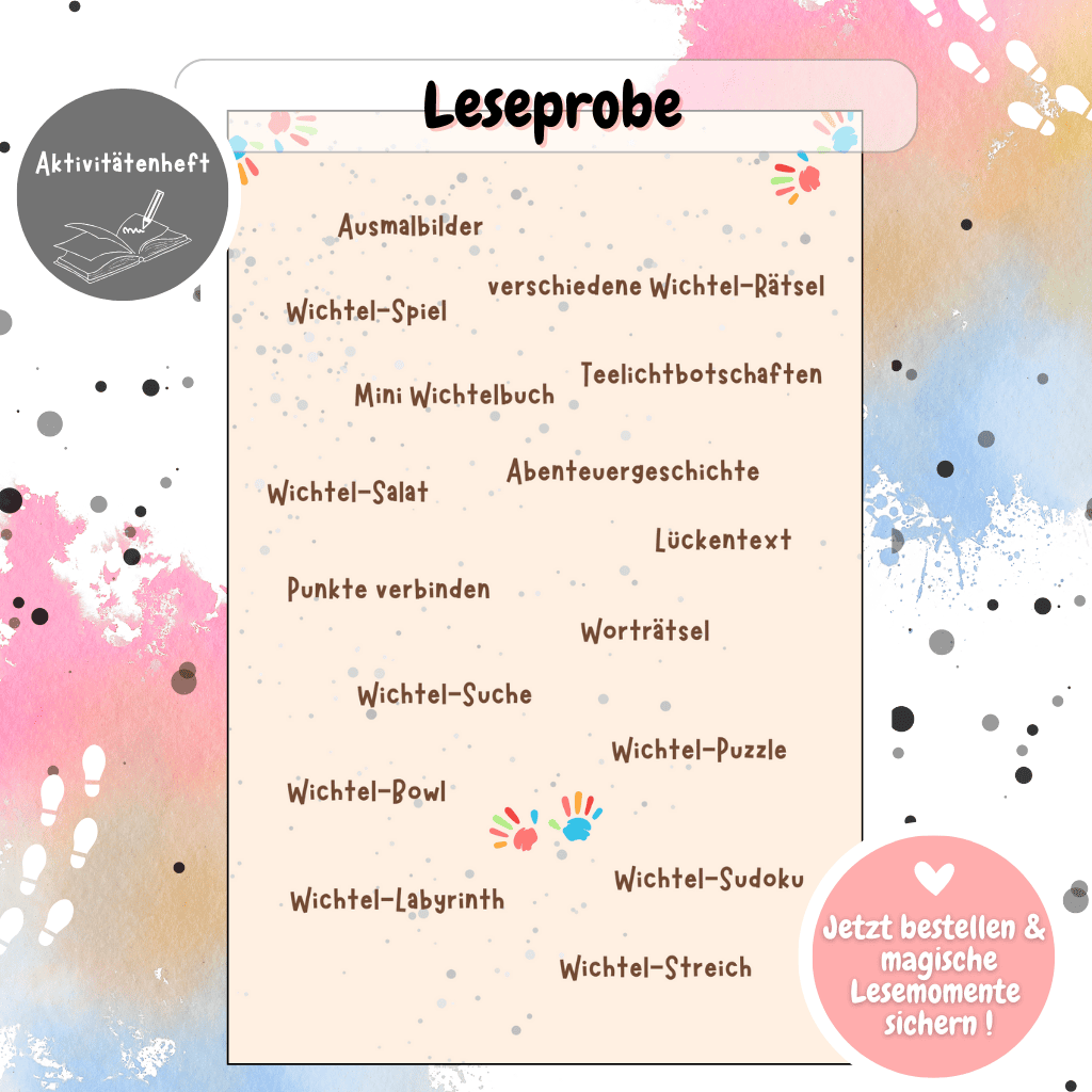 Inhaltsverzeichnis als Leseprobe aus dem Wichtelbuch. Fördert Fantasie, Lesespaß und die Verbindung zur magischen Welt der Wichteltür, Wichtelsets und weihnachtlichen Abenteuer.