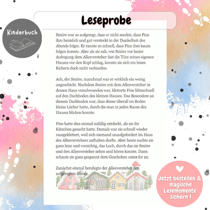 Leseprobe aus dem Buch „Wichteline Fine“ mit Textauszug und Illustration. Weihnachtswichtel, Magie und Wichtelbriefe lassen Kinder in die Wichtelwelt eintauchen.