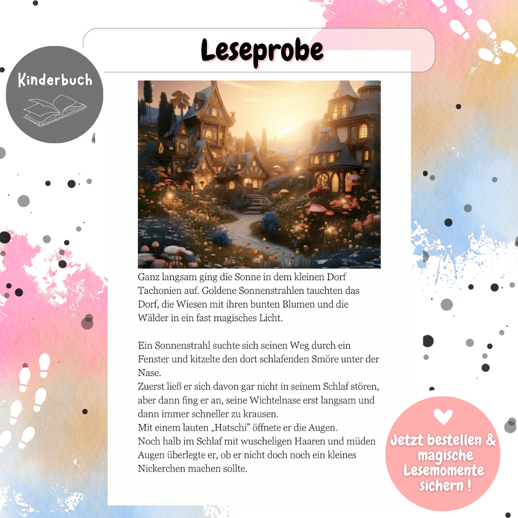 Leseprobe des Kinderbuchs „Mit Wichtel Smöre“ mit stimmungsvollen Illustrationen. Weihnachtswichtel, Briefe und Magie sorgen für unvergessliche Momente in der Adventszeit.