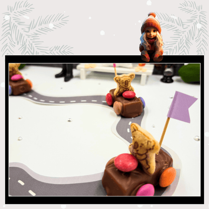 Fines Wichtelstreich Teil 3 „Rennstrecke“ – kostenlose Bastelvorlage für deine Wichteltür | als PDF zum Ausdrucken, Sofort-Download