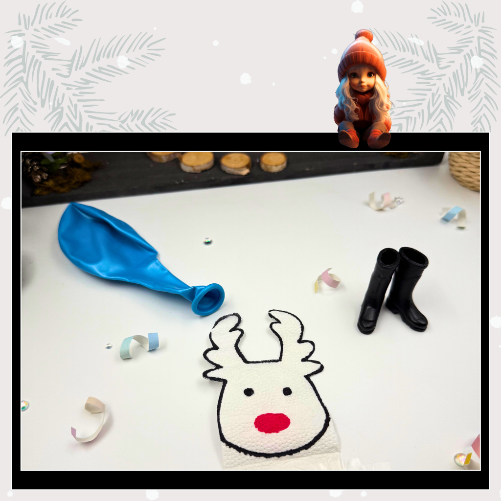 Fines Wichtelstreich Teil 20 „Rentiertanz“ – kostenlose Bastelvorlage für deine Wichteltür | als PDF zum Ausdrucken, Sofort-Download