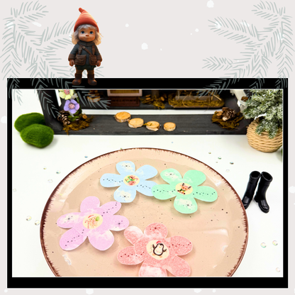 Fines Wichtelstreich Teil 15 „Wichtelblumen“ – kostenlose Bastelvorlage für deine Wichteltür | als PDF zum Ausdrucken, Sofort-Download