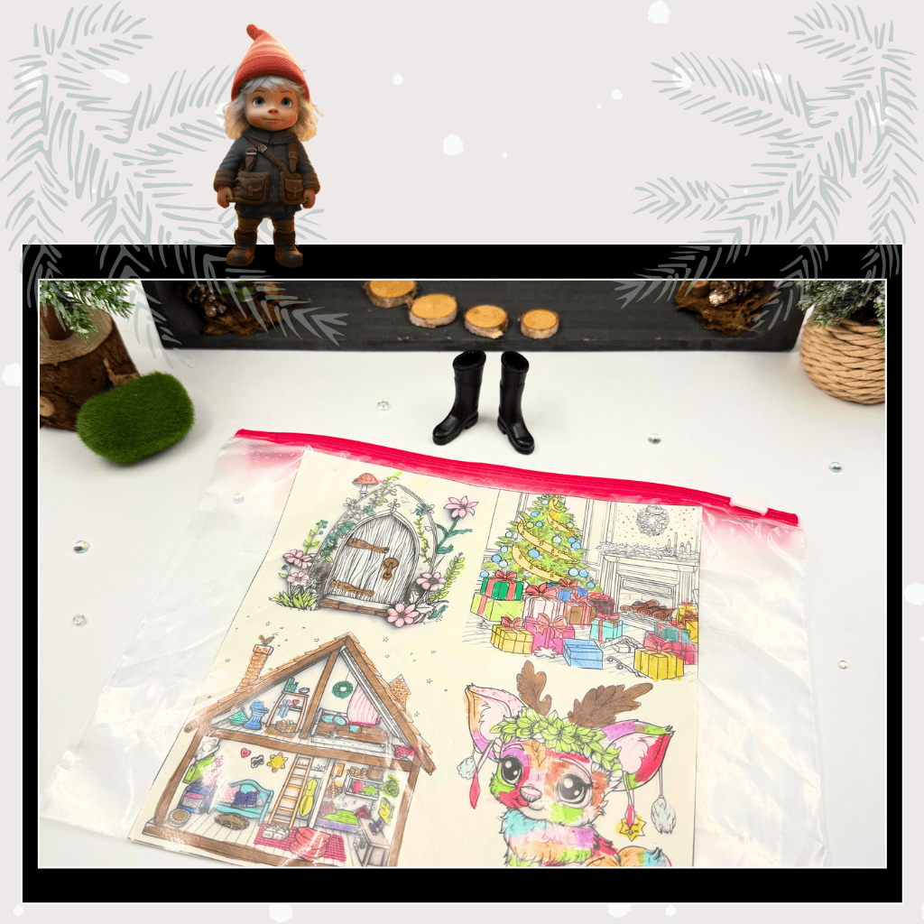 Fines Wichtelstreich Teil 19 „Zauberbilder“ – kostenlose Bastelvorlage für deine Wichteltür | als PDF zum Ausdrucken, Sofort-Download