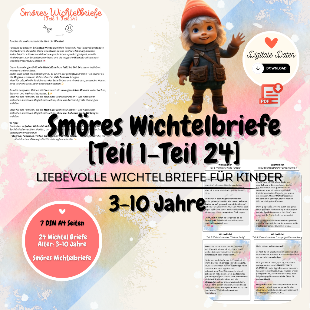 Smöres Wichtelbriefe (Teil 1 – Teil 24) | Passend zu unseren beliebten Wichtelstreichen (3–10 Jahre) |  als PDF zum Ausdrucken, Sofort-Download