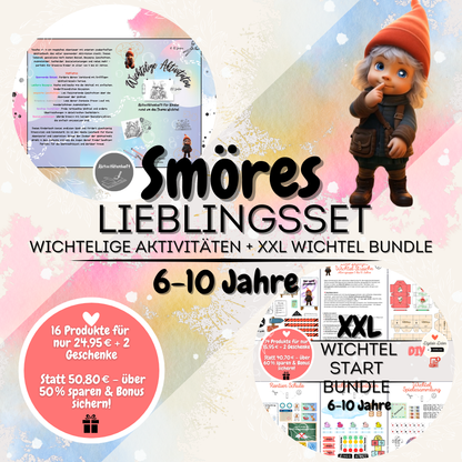 Smöres Lieblingsset: Wichtelige Aktivitäten Heft und XXL Wichtel Start Bundle – 14 liebevolle DIY-Vorlagen + 2 Geschenke | (Wichtelstreiche 6–10 Jahre)