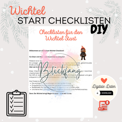 DIY Checklisten für den Wichtelstart – digitale Datei zum Download. Perfekt organisiert in die Wichtelzeit starten mit PDF zum Ausdrucken.