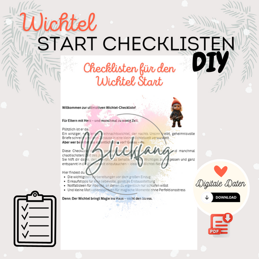 DIY Checklisten für den Wichtelstart – digitale Datei zum Download. Perfekt organisiert in die Wichtelzeit starten mit PDF zum Ausdrucken.