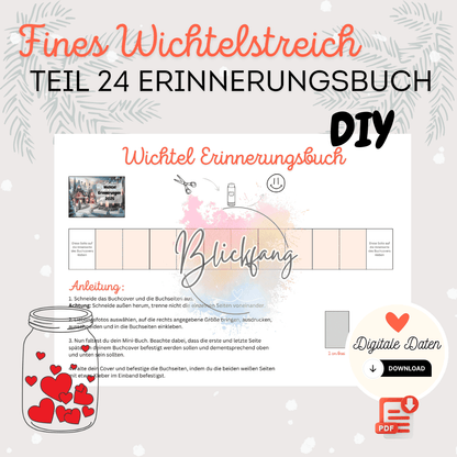 Fines Wichtelstreich Teil 24 „Wichtel Erinnerungsbuch“ – kostenlose Bastelvorlage für deine Wichteltür | als PDF zum Ausdrucken, Sofort-Download