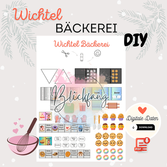 DIY Wichtel Bäckerei für Weihnachten – liebevoll gestaltetes Wichtelset mit Briefpapier, Wichtelbriefen und Zubehör. Perfekt für Puppenhaus, Adventskalender und magische Szenen hinter der Wichteltür mit dem Weihnachtswichtel.