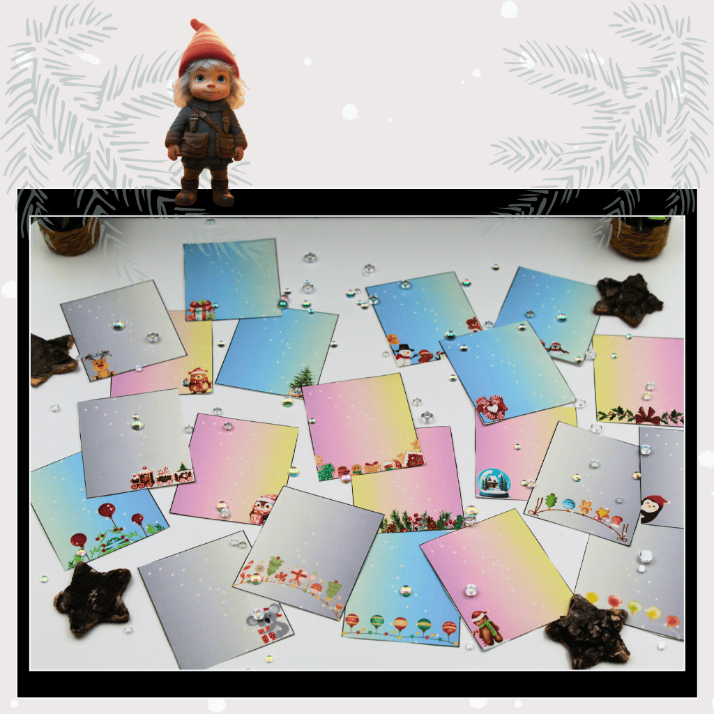 Bunte Wichtel Briefe als liebevolles Briefpapier für Weihnachten, perfekt geeignet für Puppenhaus-Szenen, Adventskalender und kleine Botschaften vom Weihnachtswichtel. Die magischen Vorlagen bringen Zauber an jede Wichteltür und ergänzen jedes Wichtelset als besonderes Wichtelzubehör.
