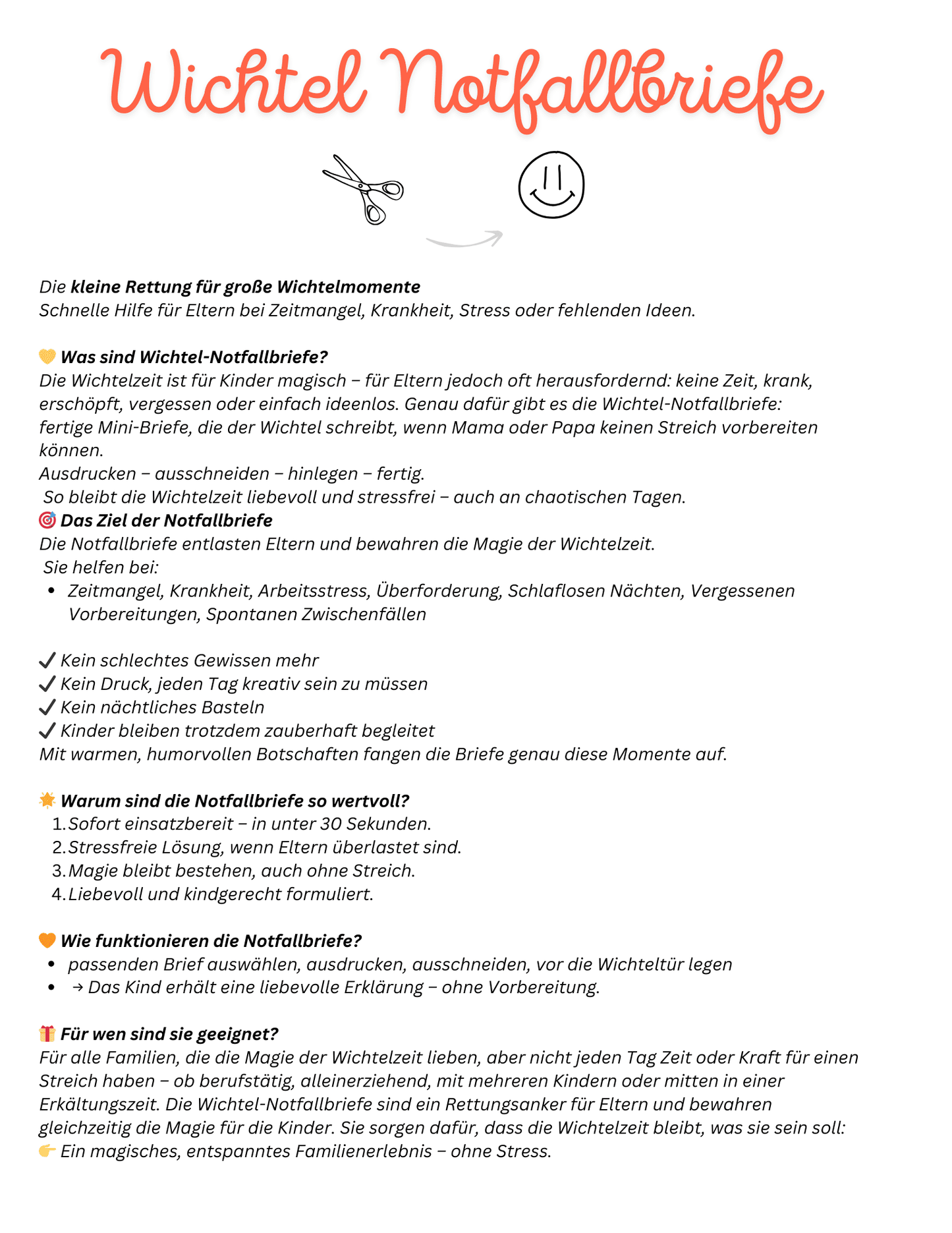 Wichtel Notfallbriefe – liebevolle Soforthilfe für stressfreie Wichteltage | Mini-Briefe für den Wichtel | als PDF zum Ausdrucken, Sofort-Download