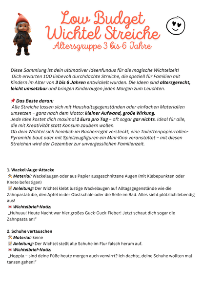 Wichtelset für magische Weihnachten – 100 liebevoll gestaltete Wichtelstreiche mit Wichtelbriefen, Bastelideen und Zubehör für Wichteltür, Puppenhaus und Adventskalender, um Weihnachtsmagie lebendig zu machen.