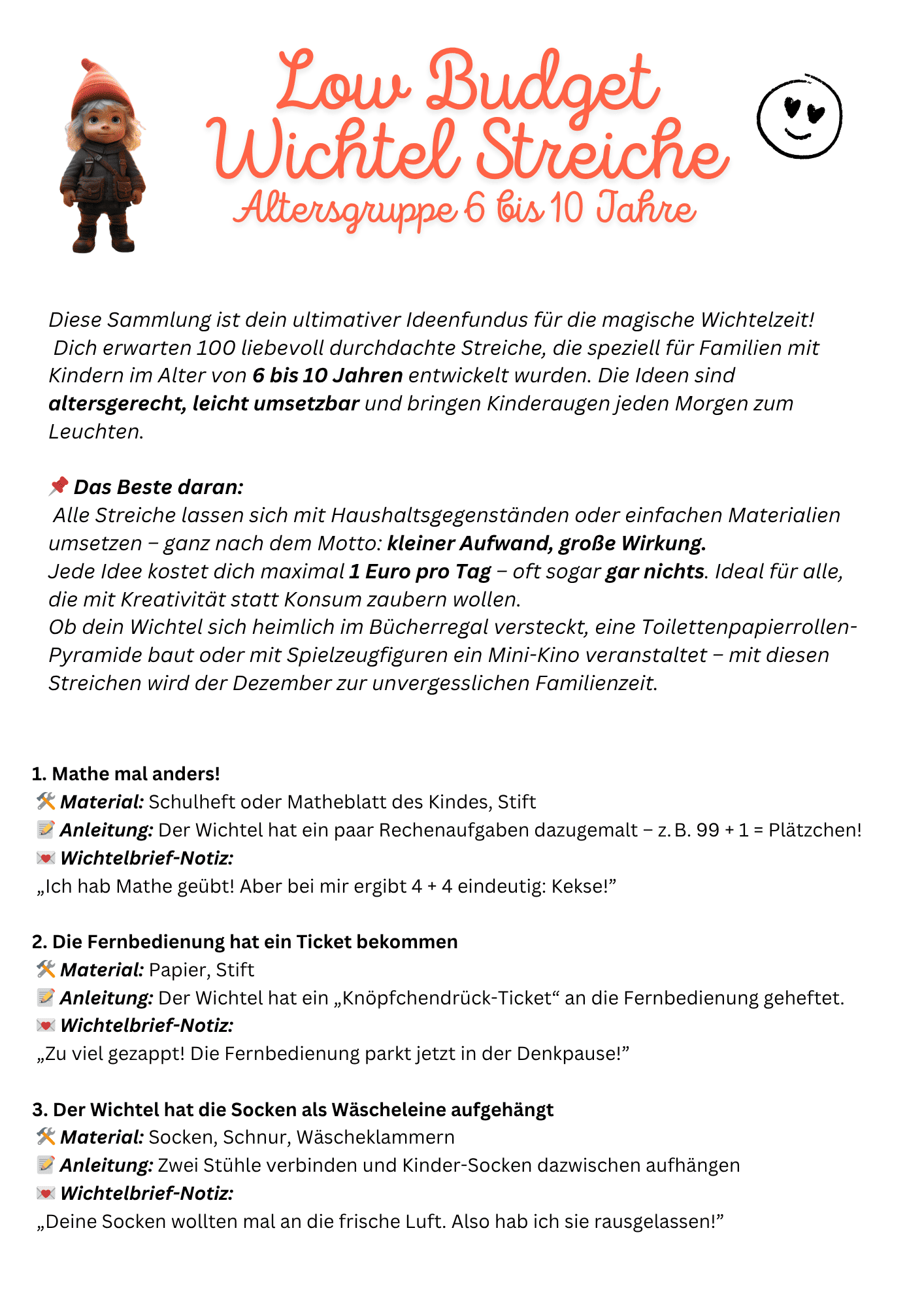 Wichtelset für magische Weihnachten – 100 liebevoll gestaltete Wichtelstreiche mit Wichtelbriefen, Bastelideen und Zubehör für Wichteltür, Puppenhaus und Adventskalender, um Weihnachtsmagie lebendig zu machen.