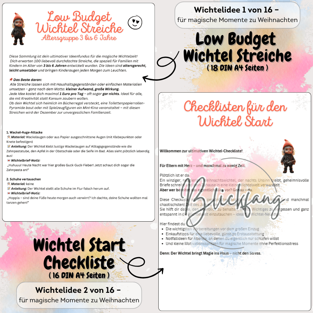 Praktische Checkliste für den Start ins Wichtel-Abenteuer. Unterstützt Eltern dabei, Wichtelsets, Wichtelbriefe und magisches Zubehör für Puppenhaus und Adventskalender zu organisieren. Ideen für günstige Wichtelstreiche mit Wichtel Briefpapier und Zubehör. Perfekt, um Weihnachten mit einem Wichtelset voller Magie und kreativer Briefe unvergesslich zu machen.