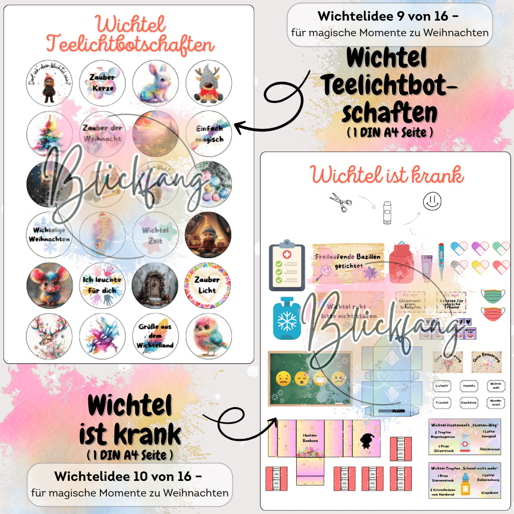 DIY Wichtel Teelichtbotschaften und Dekoelemente für Weihnachten mit Wichteln. Passend für Adventskalender, Wichtelsets und Puppenhaus-Ideen voller Magie.