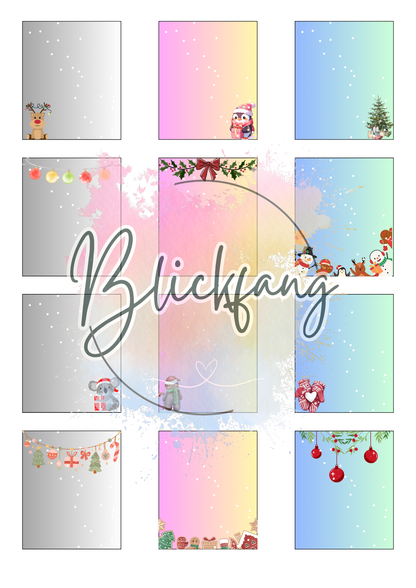 Wichtel Briefpapier Set – liebevoll gestaltete Vorlagen im Weihnachtsstil mit süßen Wichteln, Rentieren, Schneemännern, Geschenken und winterlicher Dekoration. Perfekt für kreative Wichtelpost & DIY Adventsaktionen.
